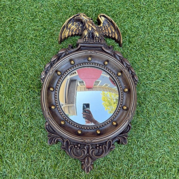 Vintage Homco Eagle Convex Wall Mirror Gold Accent Home Decor MCM USA Made 1965 - Picture 1 of 8